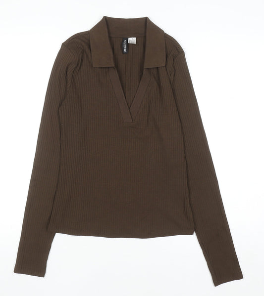 Womens UK Size L H&M Brown Basic Blouse