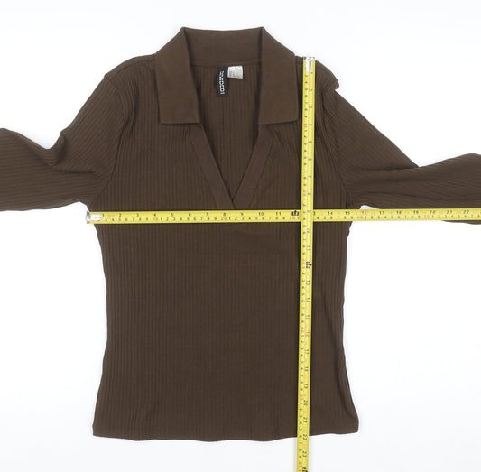 Womens UK Size L H&M Brown Basic Blouse