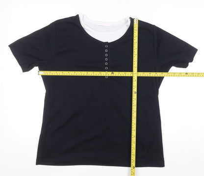 Casual Comfort Women’s Black Short Sleeve Scoop Neck T-Shirt Size 18