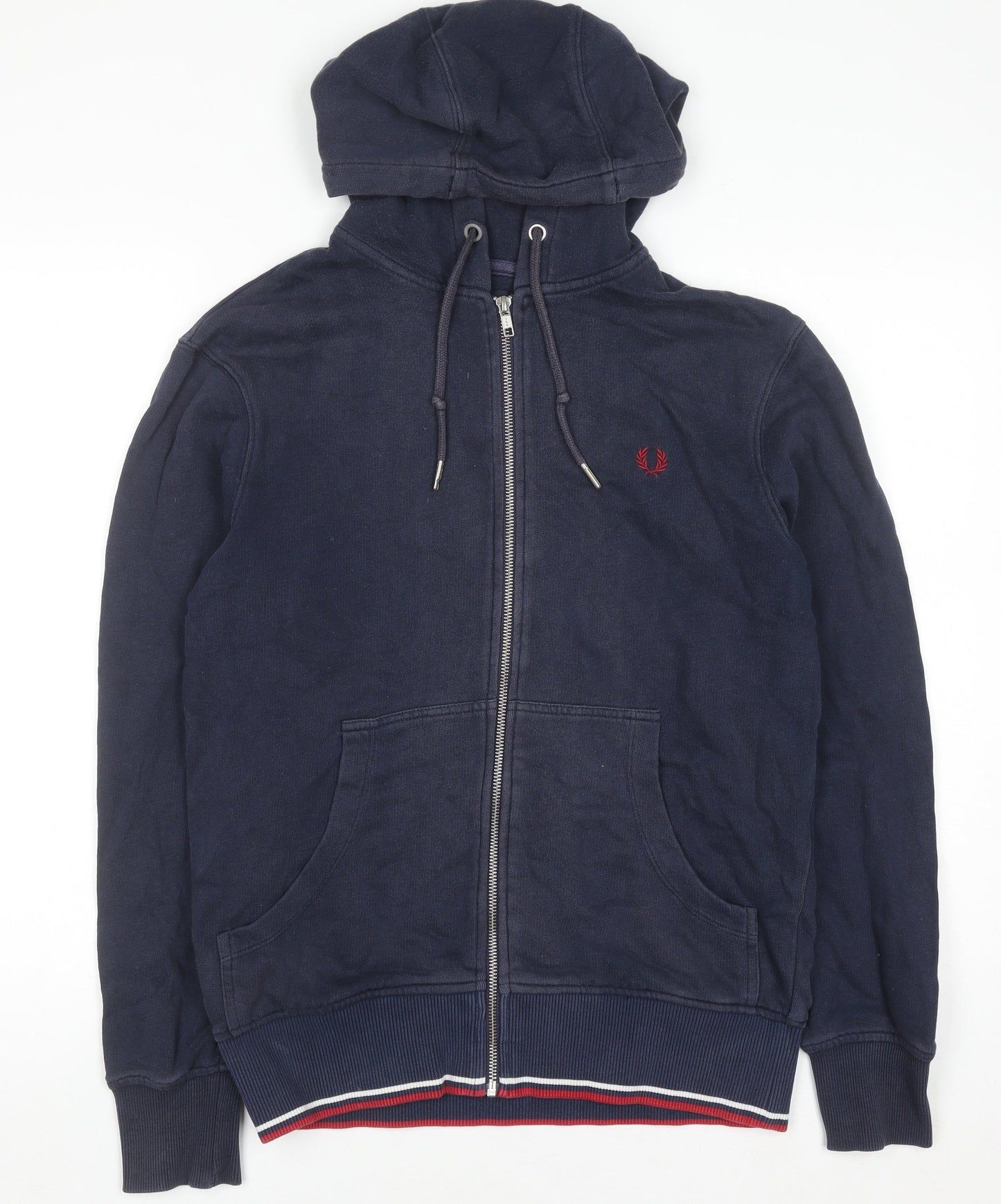 Mens UK Size S Fred Perry Blue Full Zip Hoodie