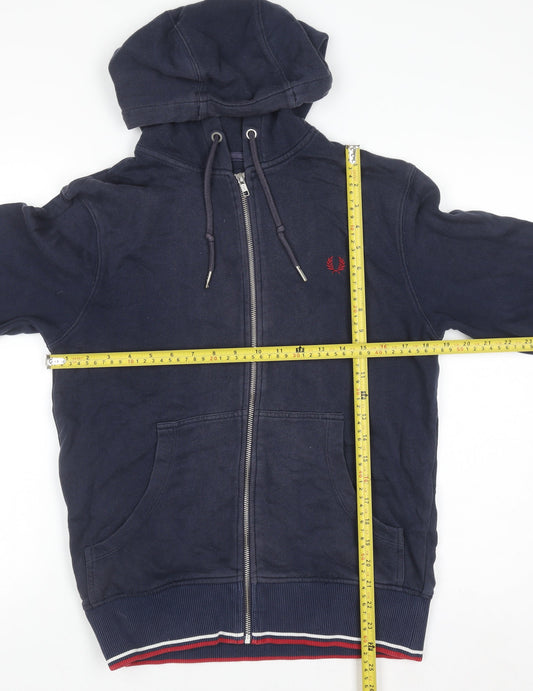 Mens UK Size S Fred Perry Blue Full Zip Hoodie