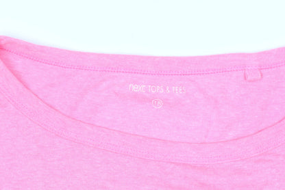 Next Women’s Pink Cotton Blend Short Sleeve Crew Neck T-Shirt Size 18