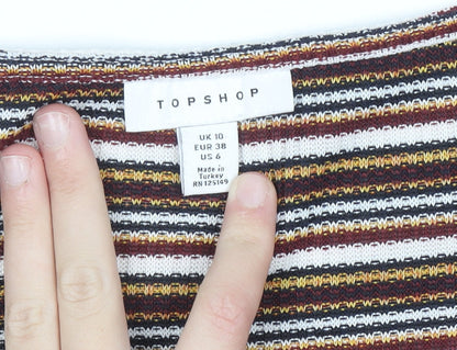 Topshop Women’s Multicoloured Striped Bodycon Dress UK 10 Long Sleeve
