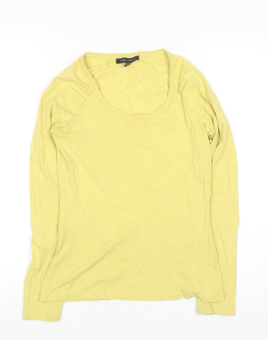 Womens UK Size 8 Laura Ashley Yellow Basic T-Shirt
