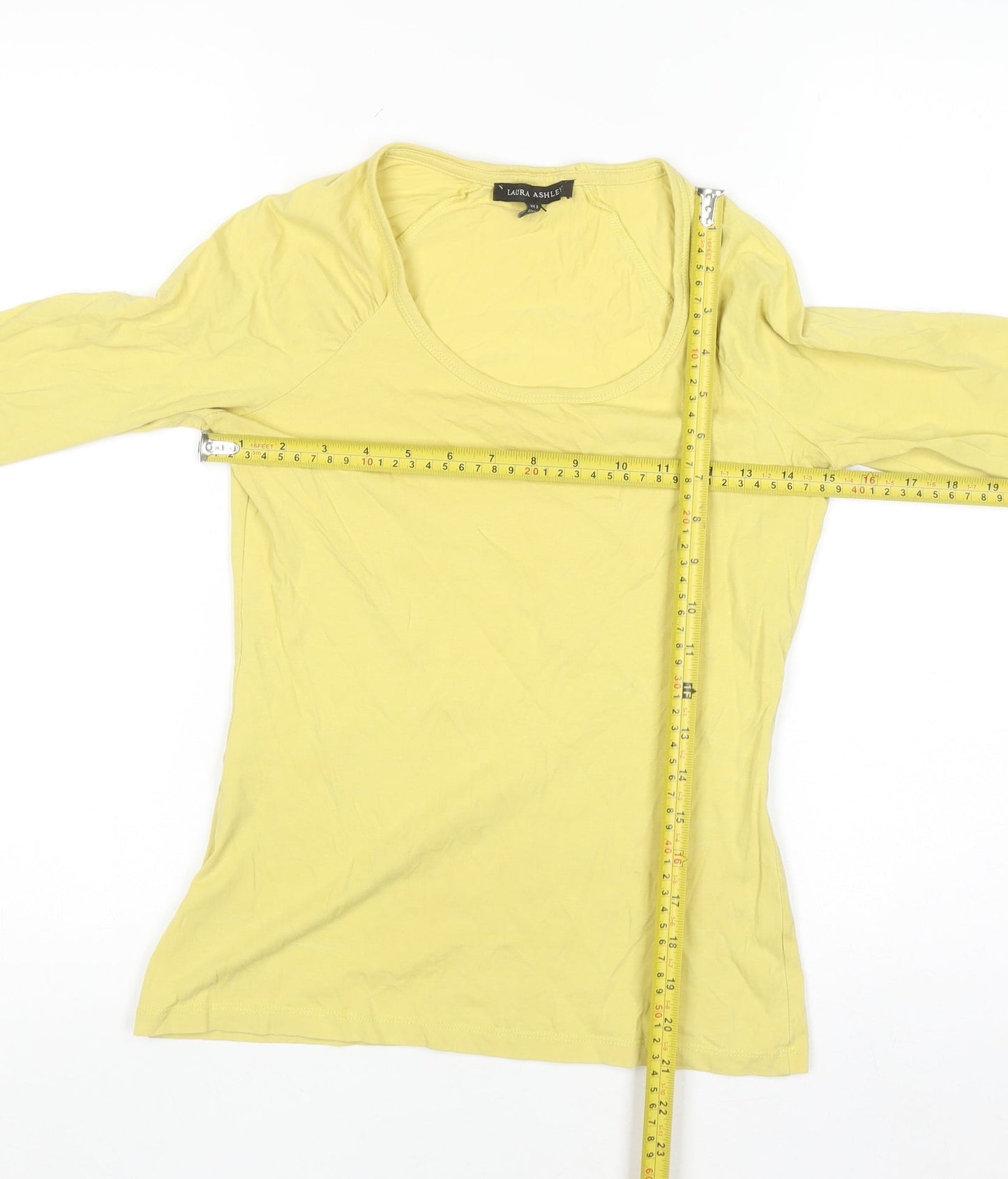 Womens UK Size 8 Laura Ashley Yellow Basic T-Shirt