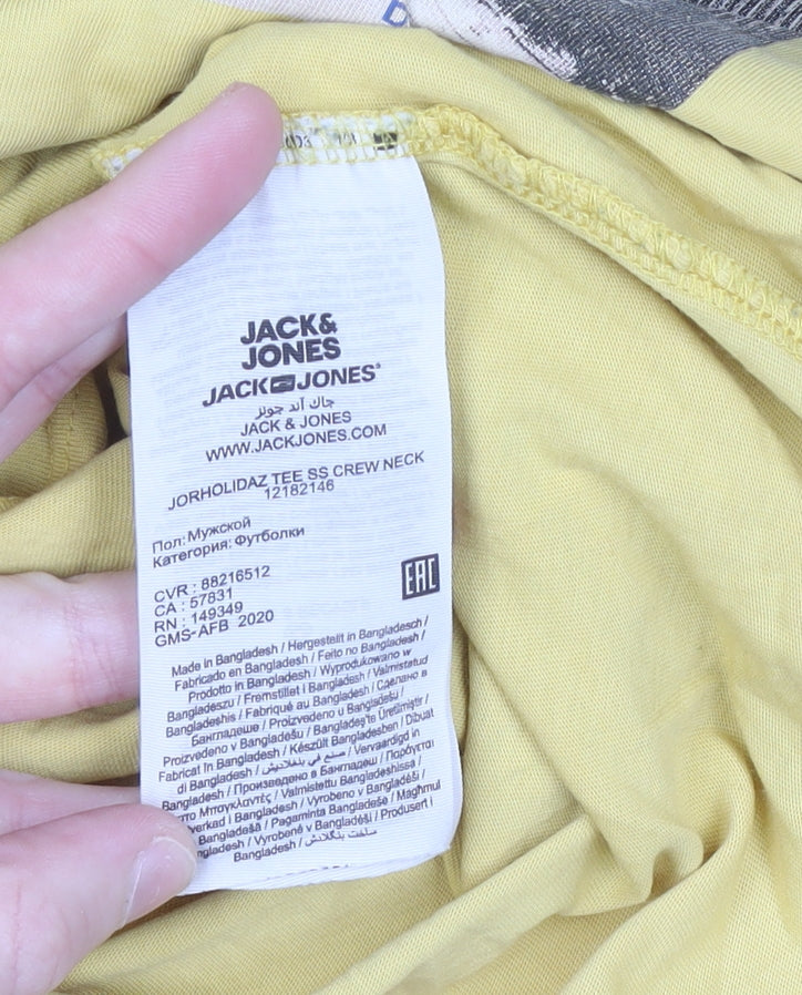 Mens UK Size M JACK & JONES Yellow  T-Shirt