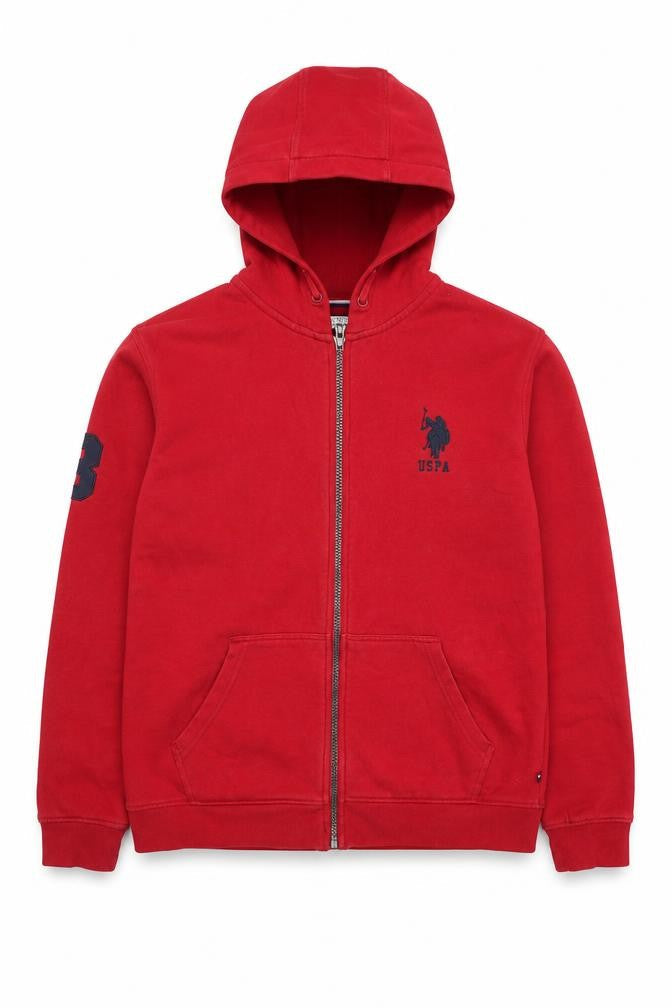 Boys UK Size 15-16 Years U.S. Polo Assn. Red Full Zip Hoodie