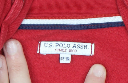Boys UK Size 15-16 Years U.S. Polo Assn. Red Full Zip Hoodie