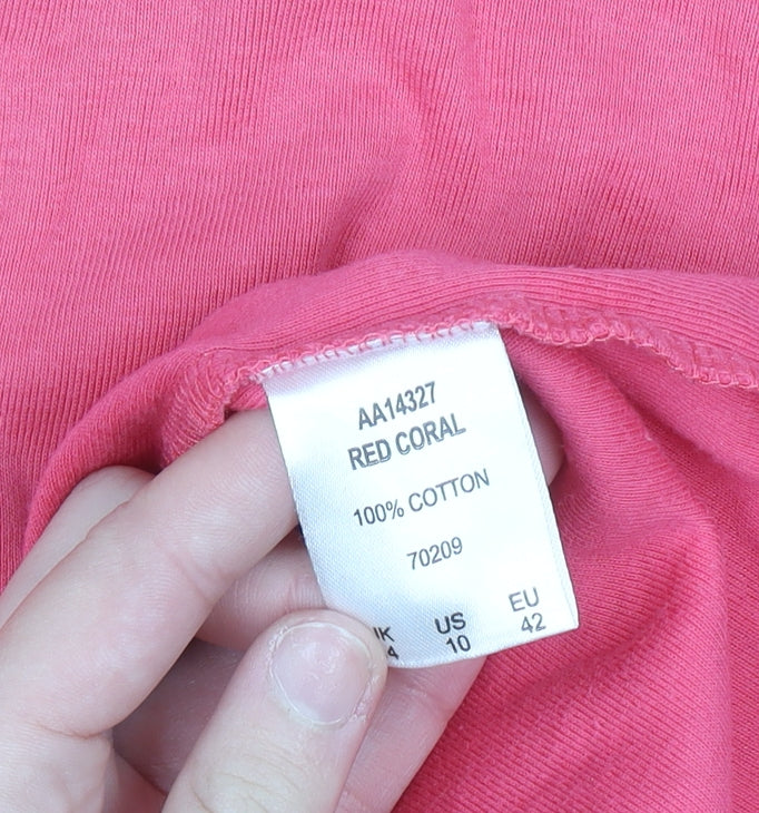 Cotton Traders Women’s Red Roll Neck Long Sleeve Cotton T-Shirt Size 14