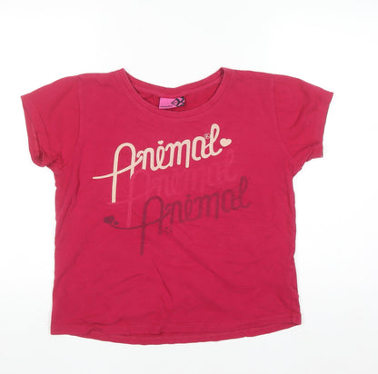 Teens UK Size 14 Animal Pink Basic T-Shirt