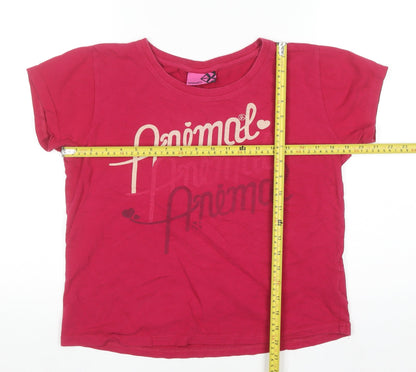 Teens UK Size 14 Animal Pink Basic T-Shirt