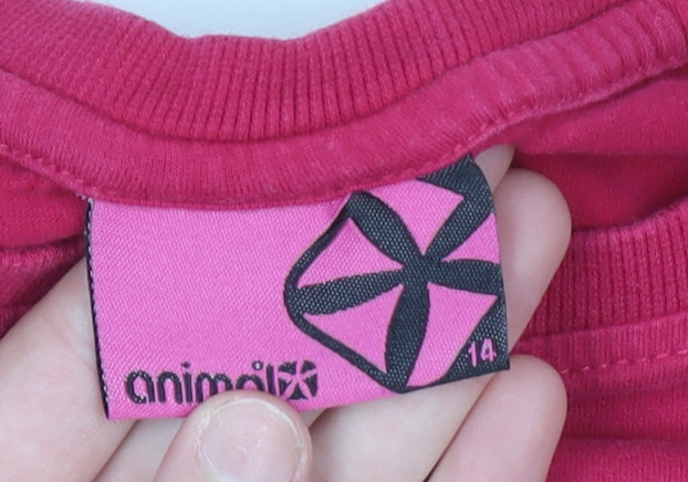 Teens UK Size 14 Animal Pink Basic T-Shirt