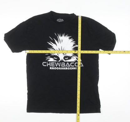 Star Wars Men’s Black Chewbacca Graphic Short Sleeve Cotton T-Shirt Size S