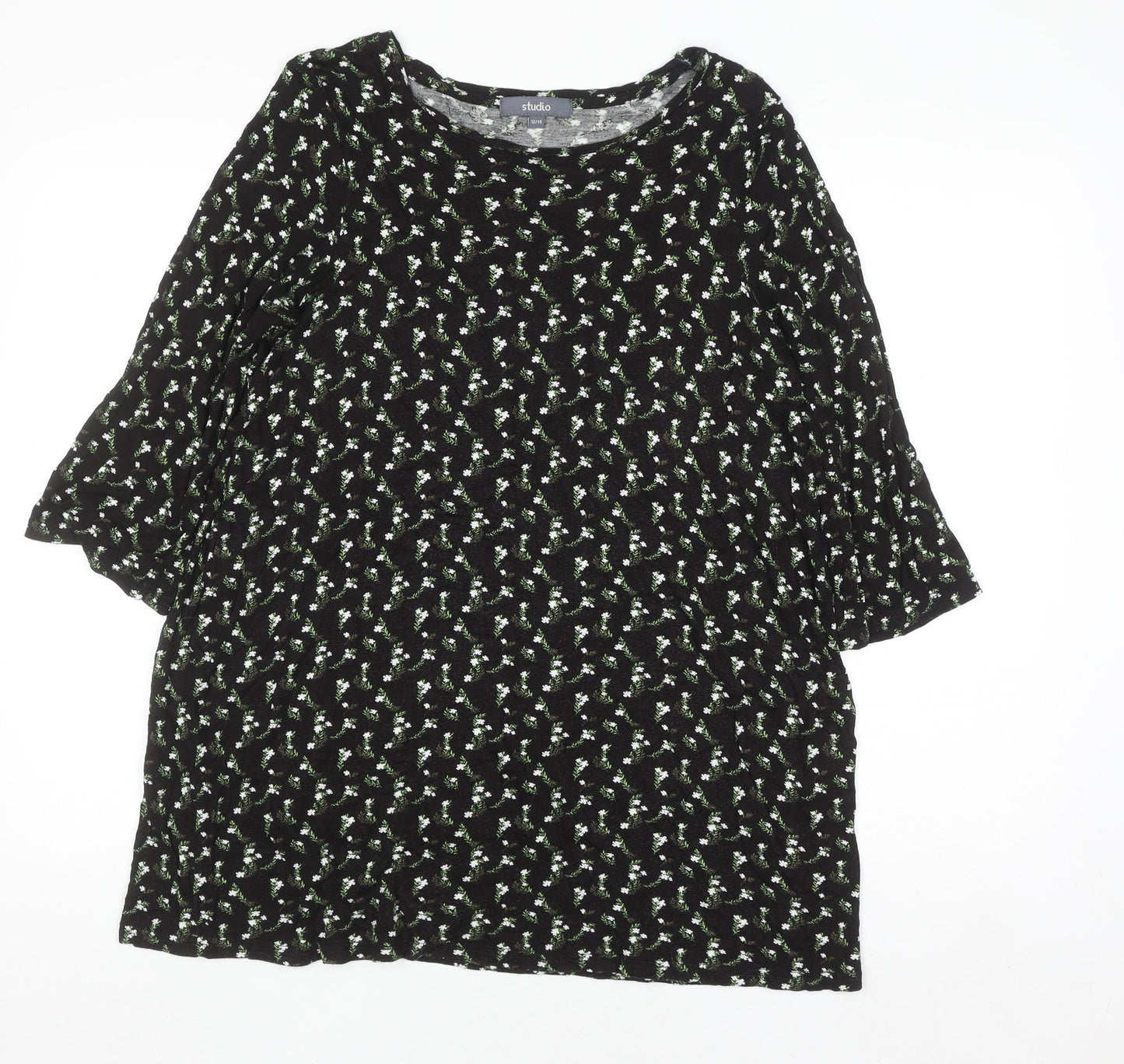 Womens UK Size 12/14 Studio Black Tunic Blouse