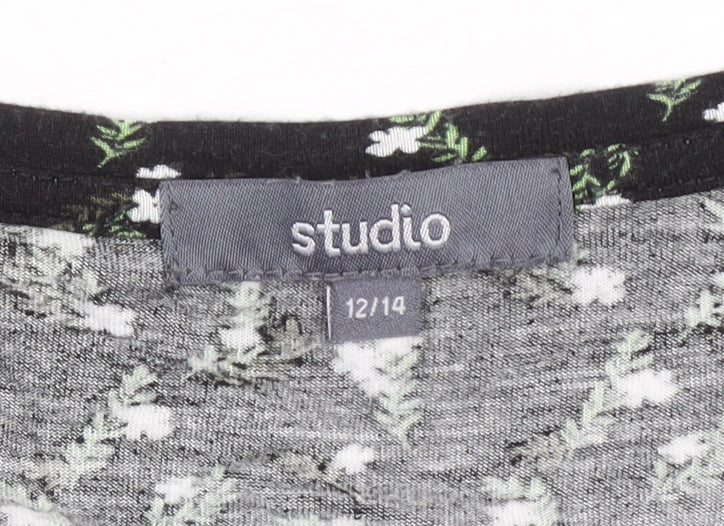 Womens UK Size 12/14 Studio Black Tunic Blouse