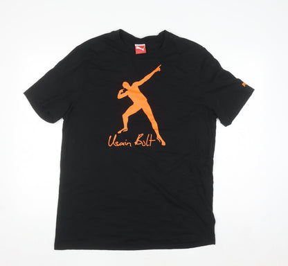 Puma Men’s Black Usain Bolt Graphic Short Sleeve Cotton T-Shirt Size L