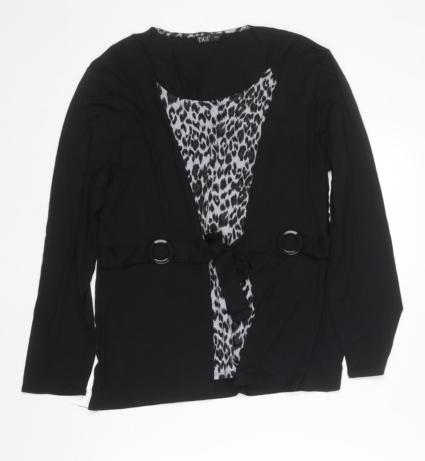 Womens UK Size 14/16 TIGI Black Wrap Blouse