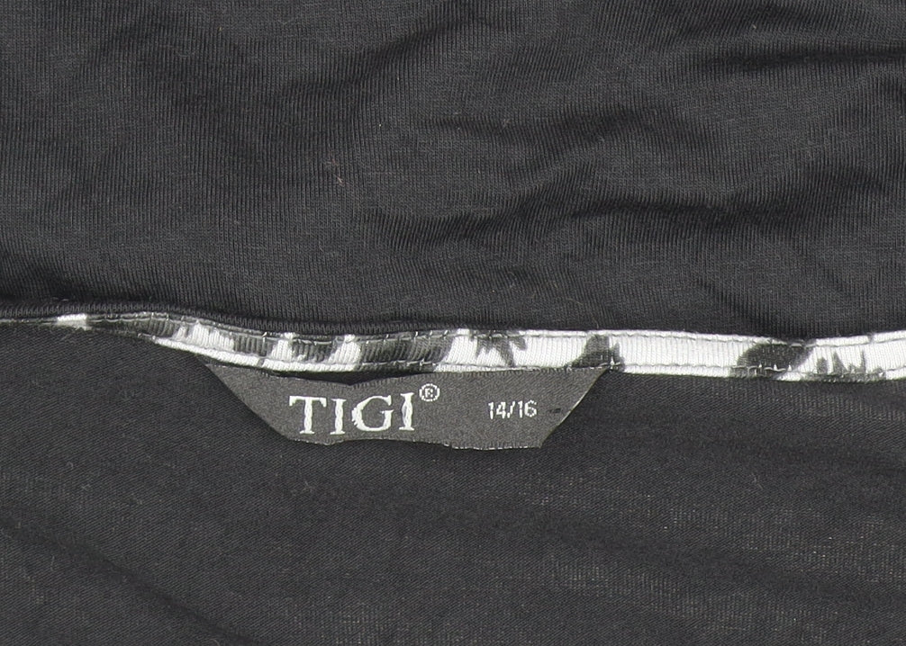 Womens UK Size 14/16 TIGI Black Wrap Blouse