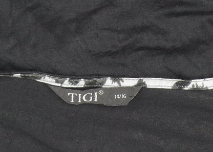 Womens UK Size 14/16 TIGI Black Wrap Blouse