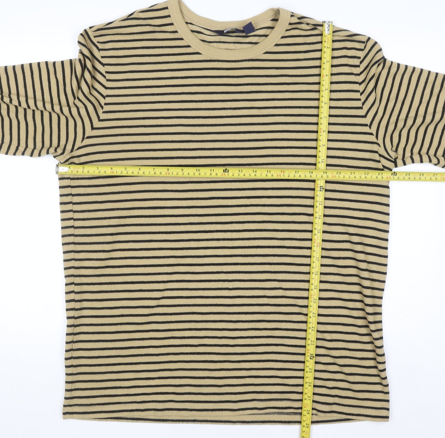 Lands' End Men's Beige Stripe Long Sleeve Casual Top XXL