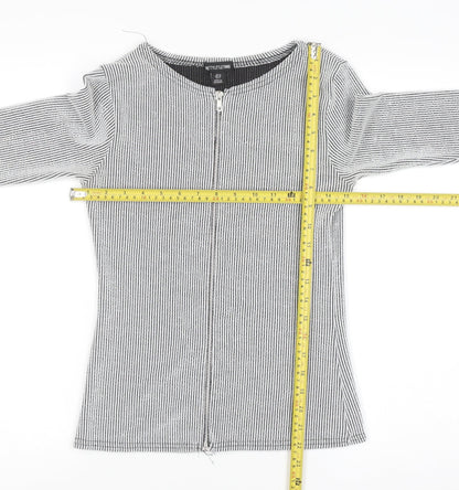 PrettyLittleThing Women’s Grey Striped Zip-Up Slim Jacket UK 10