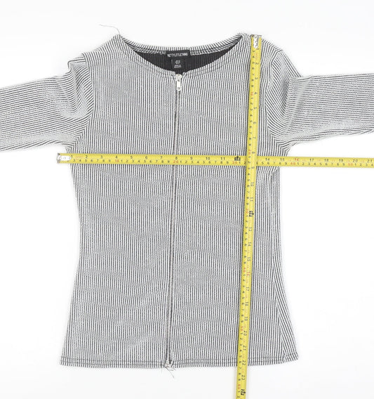 PrettyLittleThing Women’s Grey Striped Zip-Up Slim Jacket UK 10
