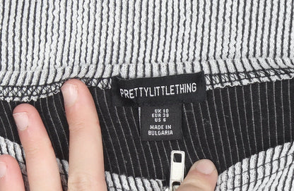 PrettyLittleThing Women’s Grey Striped Zip-Up Slim Jacket UK 10
