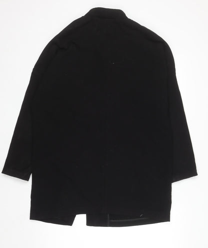 H&M Divided Women’s Black Mid-Length Zip Overcoat Size 14