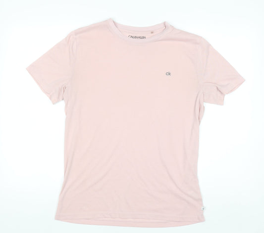 Calvin Klein Golf Men's Pink Crew Neck Short Sleeve T-Shirt M Polyester