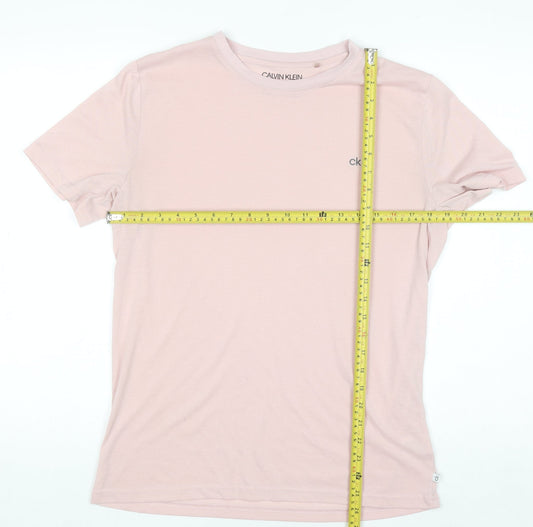 Calvin Klein Golf Men's Pink Crew Neck Short Sleeve T-Shirt M Polyester