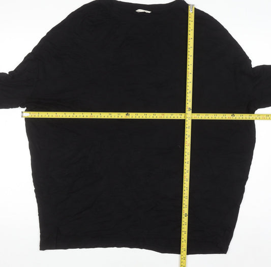 Womens UK Size L Hush Black Basic T-Shirt