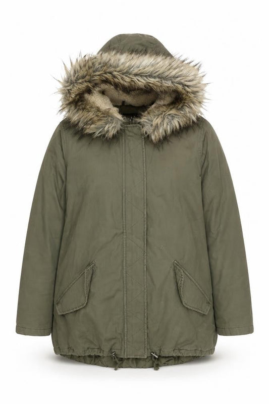 Womens UK Size 14 Brave Soul Green Parka Coat