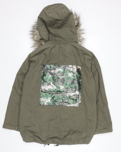 Womens UK Size 14 Brave Soul Green Parka Coat