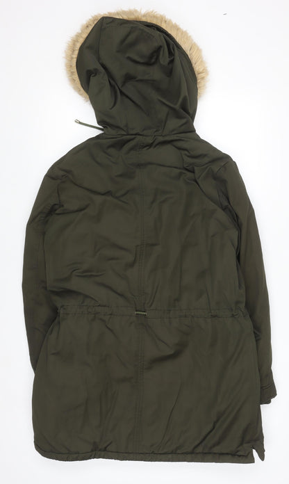 Womens UK Size 14 Zara Green Parka Coat