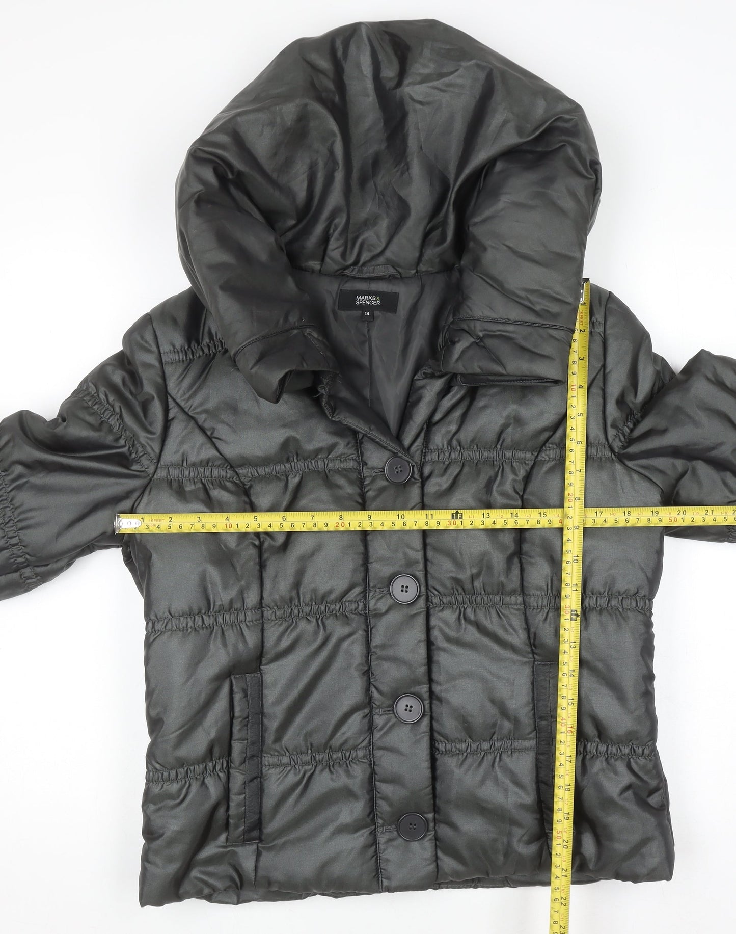 Marks & Spencer Women’s Grey Puffer Jacket UK 14 Hooded Short Coat