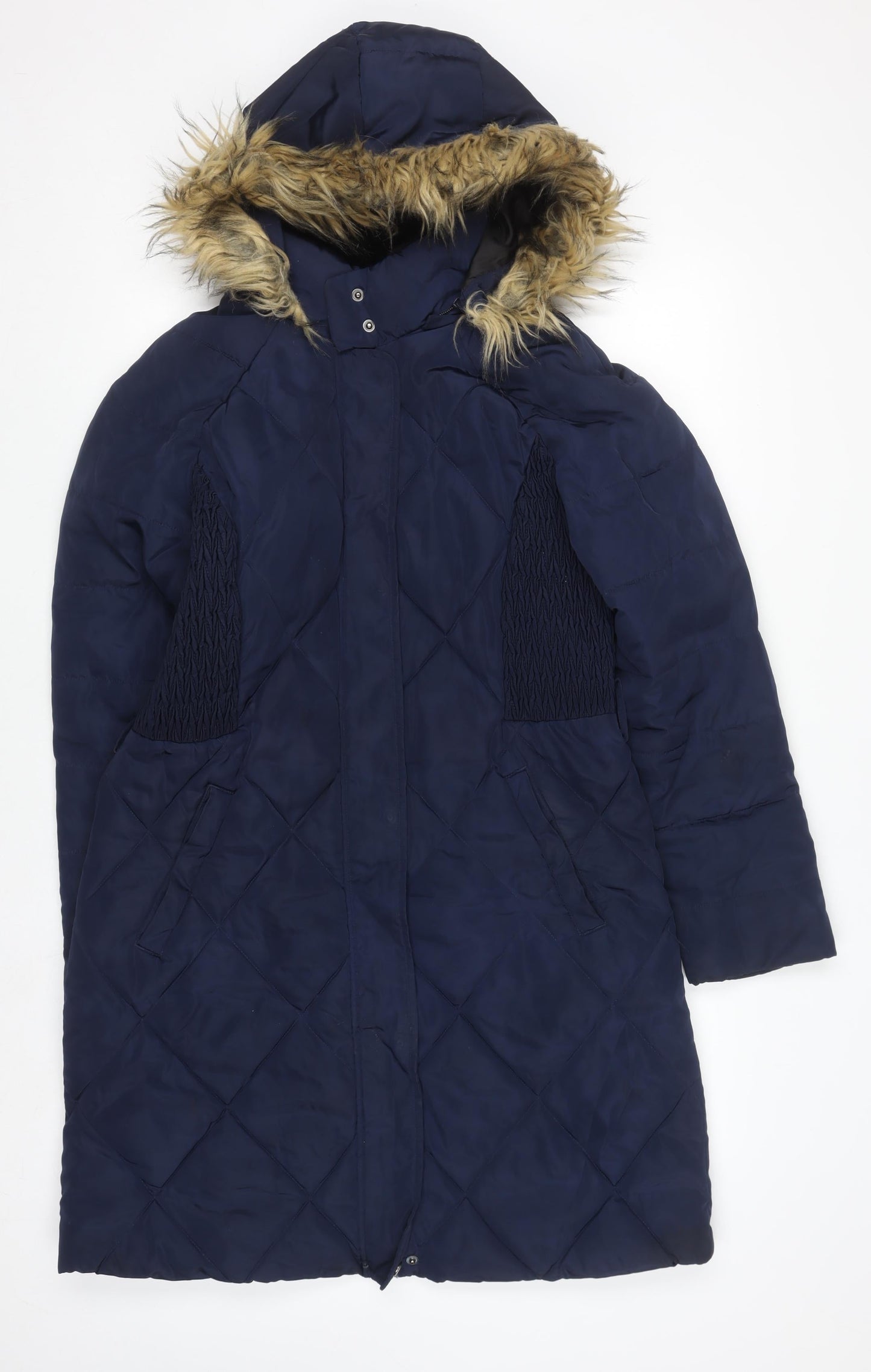 Tu Women Blue Size 14 Faux Fur Hooded Long Puffer Coat