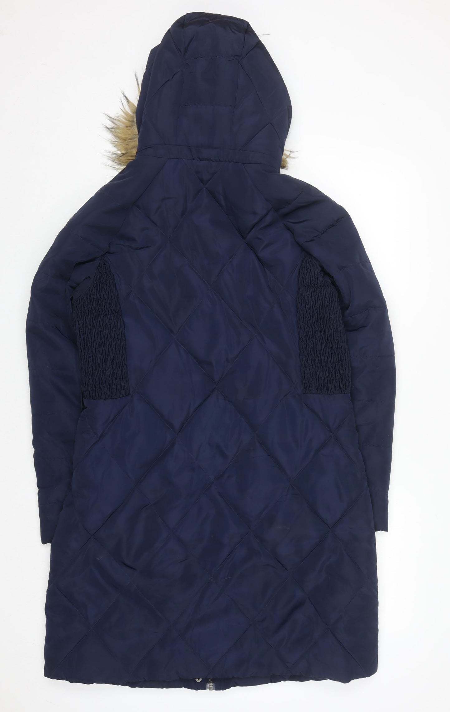 Tu Women Blue Size 14 Faux Fur Hooded Long Puffer Coat