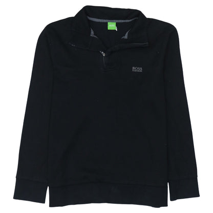 Mens UK Size M HUGO BOSS Black Henley Sweatshirt