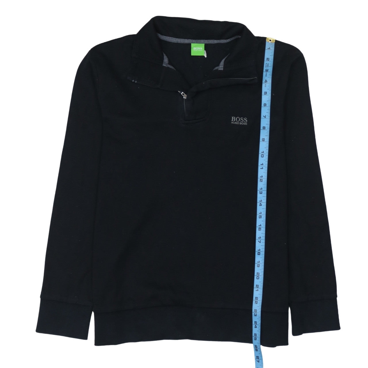 Mens UK Size M HUGO BOSS Black Henley Sweatshirt