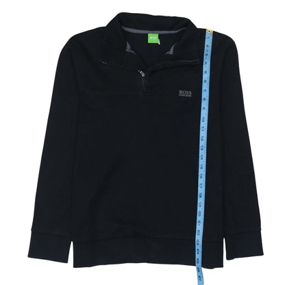 Mens UK Size M HUGO BOSS Black Henley Sweatshirt