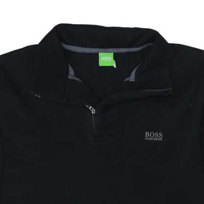 Mens UK Size M HUGO BOSS Black Henley Sweatshirt