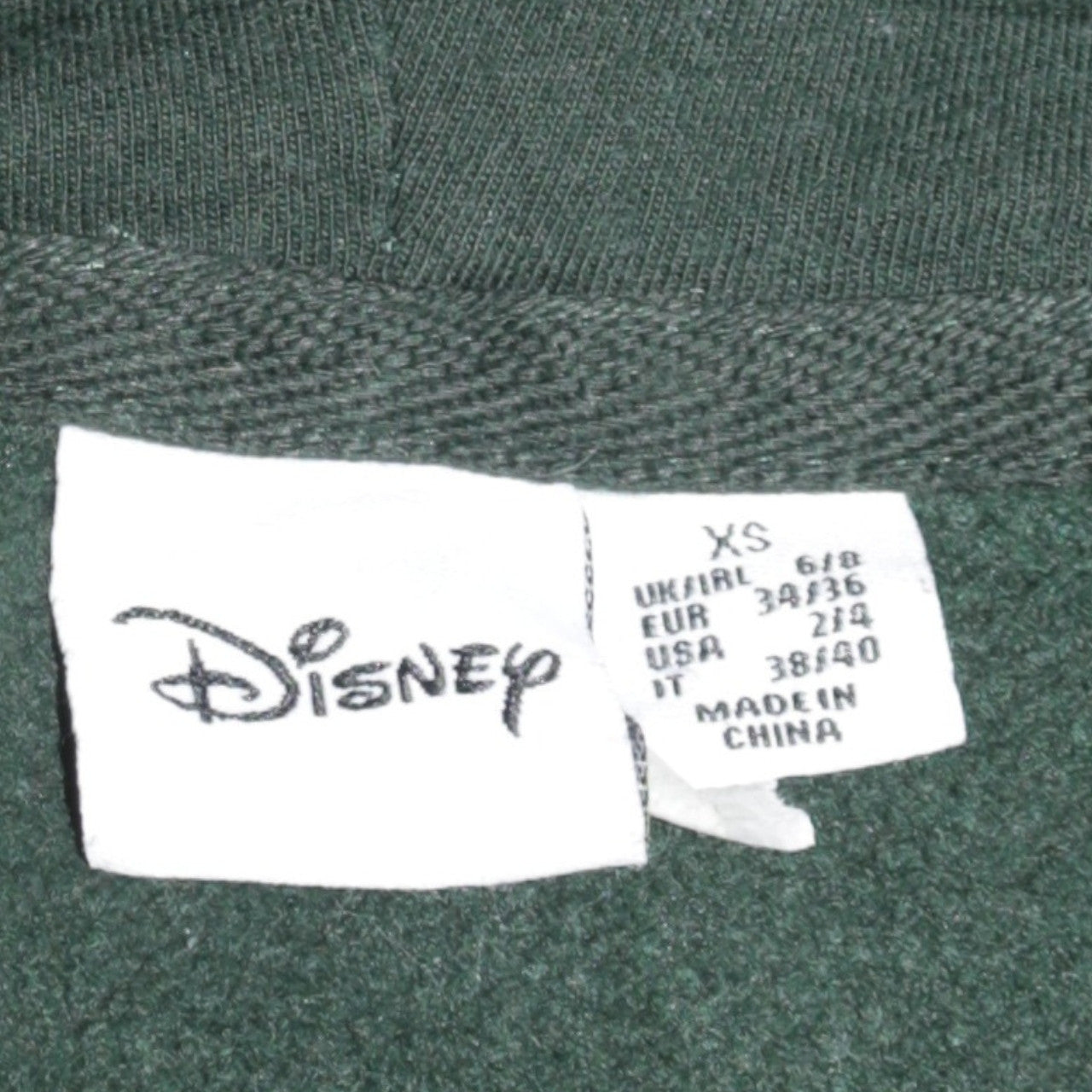 Womens UK Size XS Disney Green Pullover Hoodie