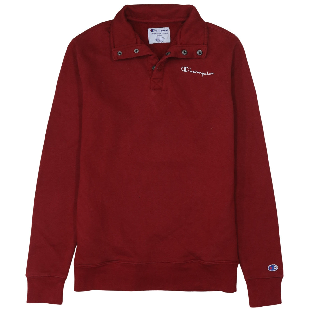 Mens UK Size S Champion Red Henley Sweatshirt
