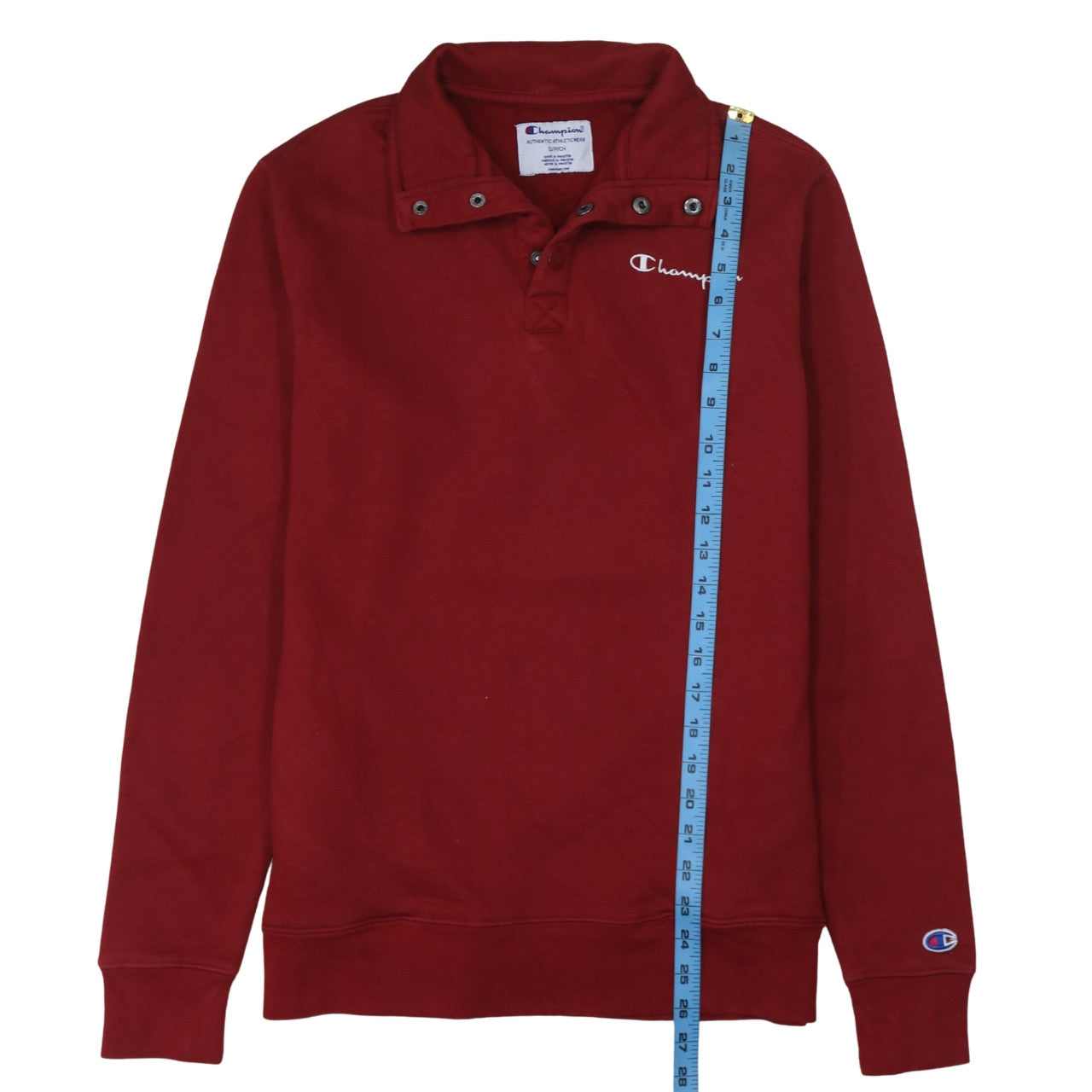 Mens UK Size S Champion Red Henley Sweatshirt