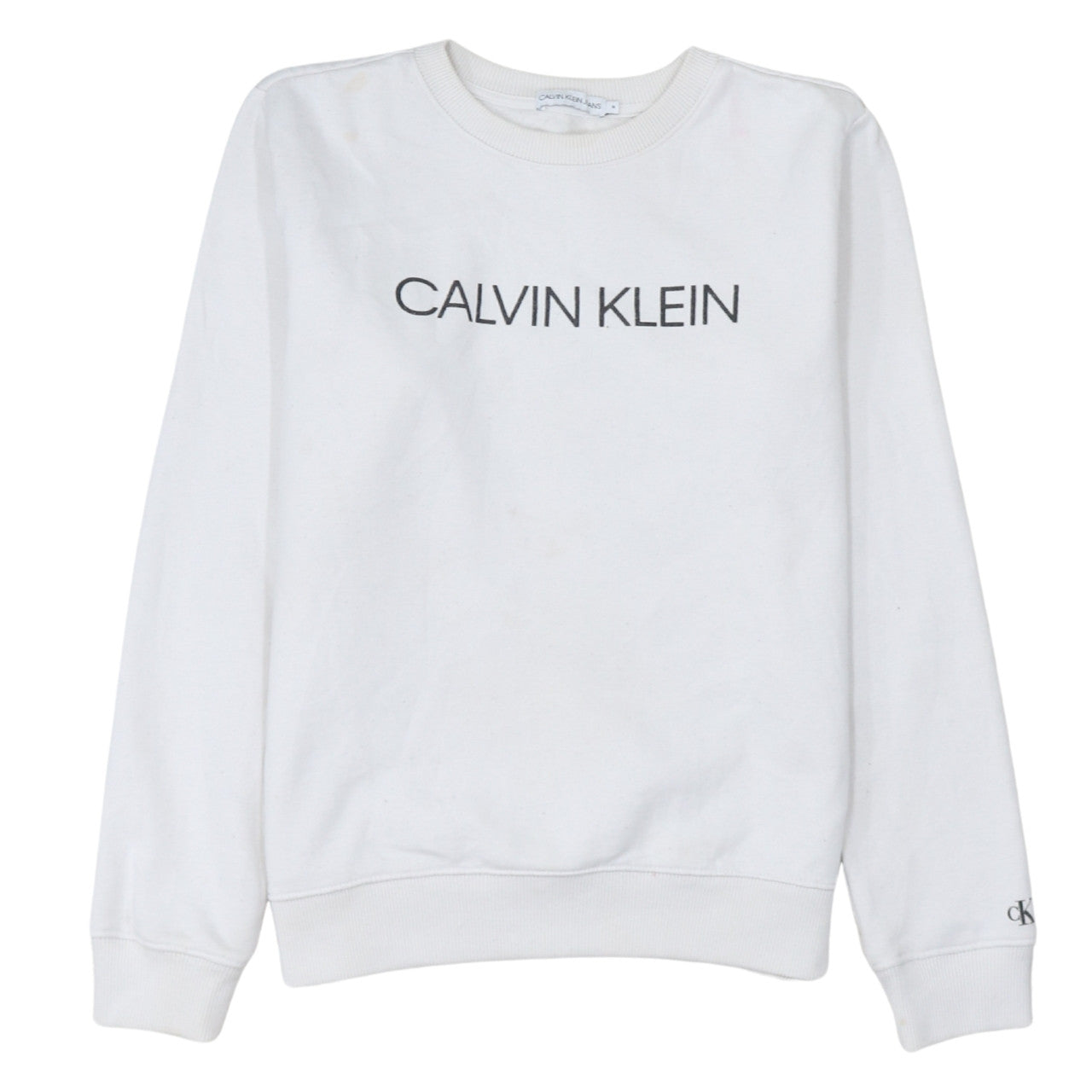 Womens UK Size 14 Calvin Klein Jeans White Pullover Sweatshirt