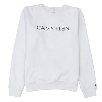 Womens UK Size 14 Calvin Klein Jeans White Pullover Sweatshirt