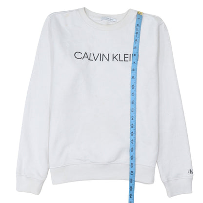 Womens UK Size 14 Calvin Klein Jeans White Pullover Sweatshirt