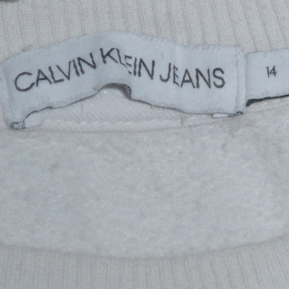 Womens UK Size 14 Calvin Klein Jeans White Pullover Sweatshirt