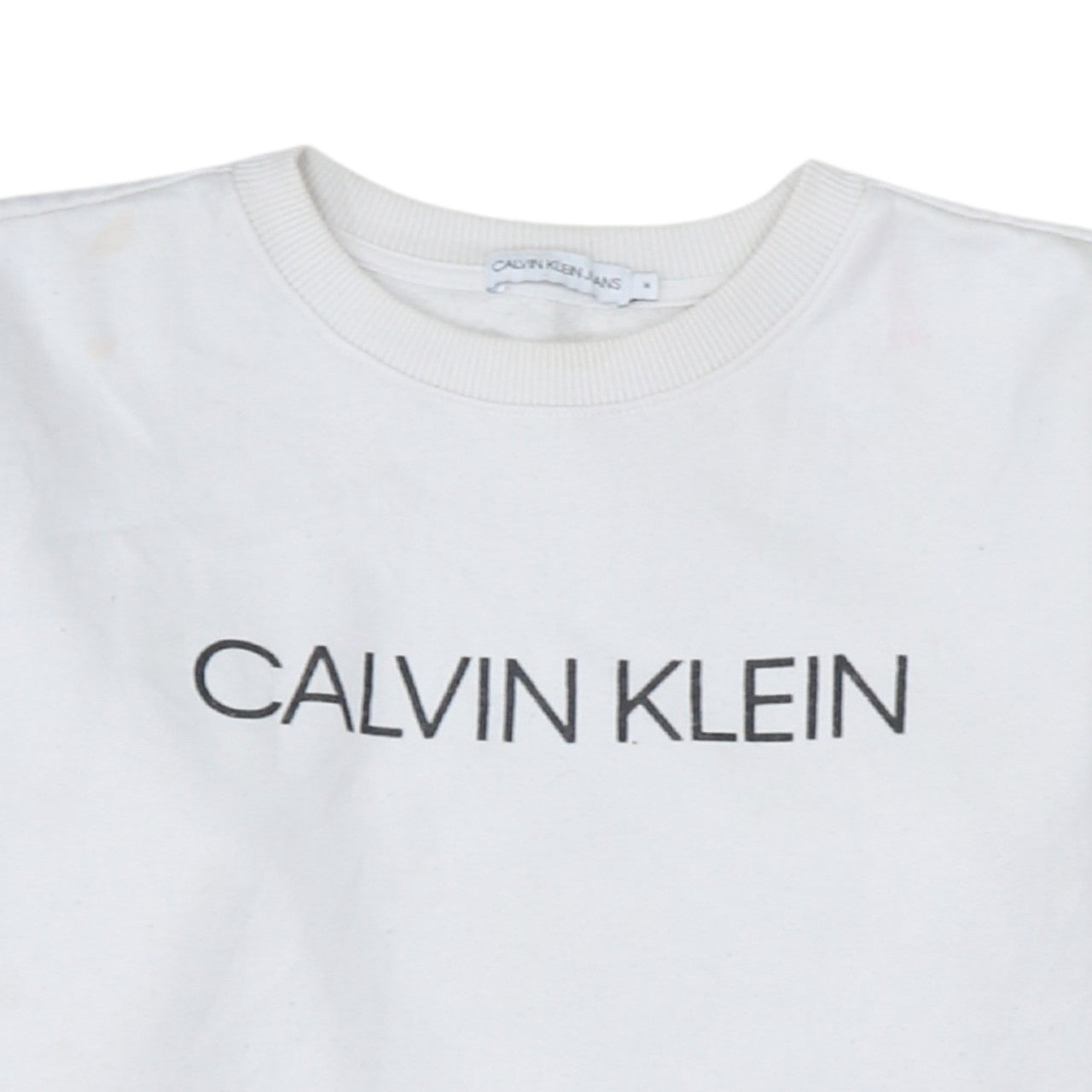 Womens UK Size 14 Calvin Klein Jeans White Pullover Sweatshirt