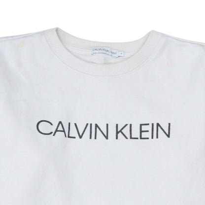 Womens UK Size 14 Calvin Klein Jeans White Pullover Sweatshirt